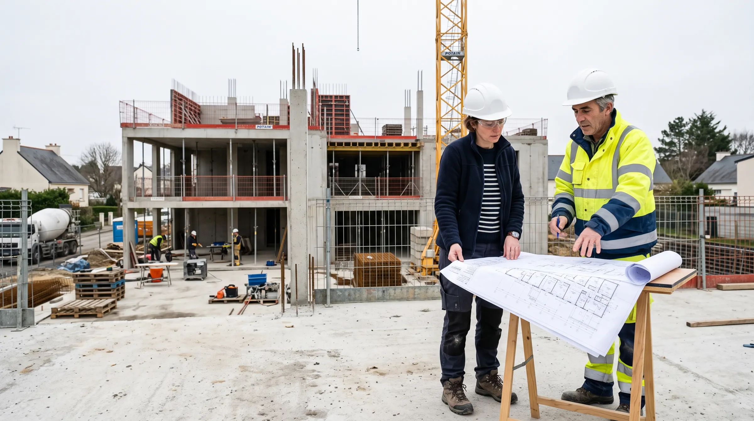 Architecte au travail sur un chantier