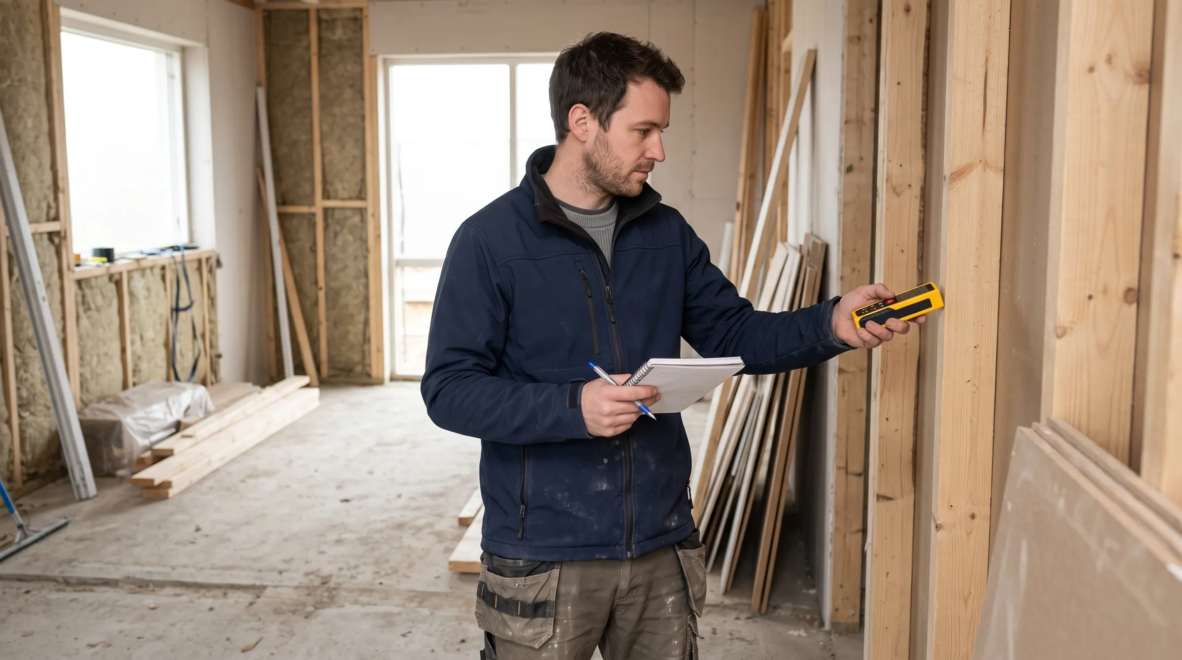 Assistant maître d'œuvre au travail sur un chantier