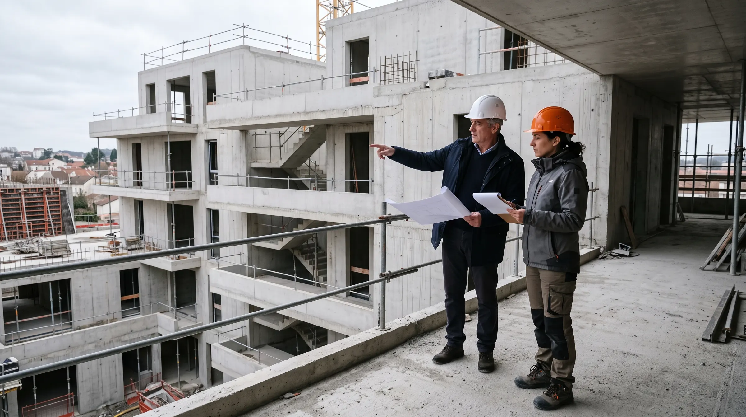 Promoteur immobilier au travail sur un chantier